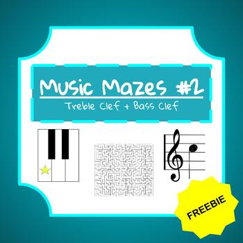 Preview of Music Maze #2 FREEBIE  (Notes on the Staff & Keys on the Piano)