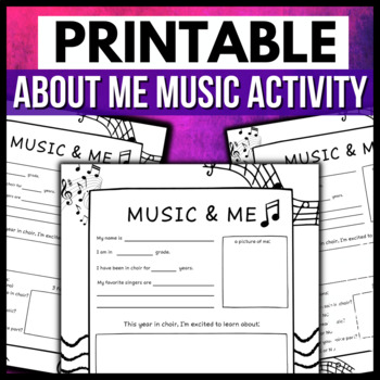 Preview of Music & Me → Student Back To School Activity | Choir, Band, General Music
