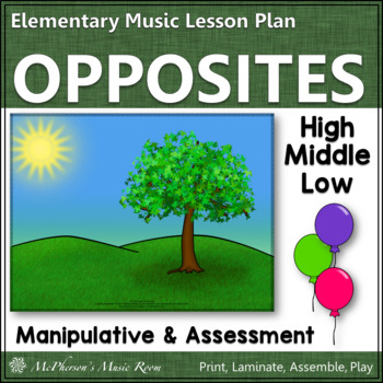 Preview of High & Low & Middle Elementary Music Lesson Plan + Assessment {balloons}