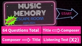 Music Memory MEGA Escape Room - 64 Questions- Tech Friendl