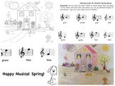 Music: Musical Spring House Color Sheet - Treble Clef Notes
