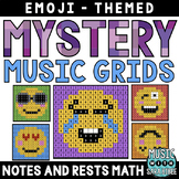 Music Mystery Grids - Music Coloring - Note/Rest Math {Emo