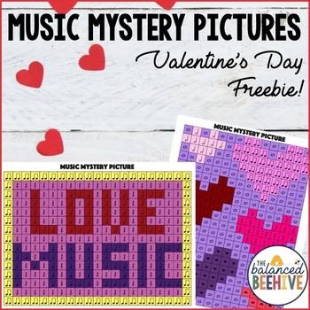 Preview of Valentine's Day Music Mystery Picture FREEBIE!