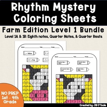 Preview of Music Mystery Pictures – Rhythm Notes – Color by Code Coloring Pages - Bundle