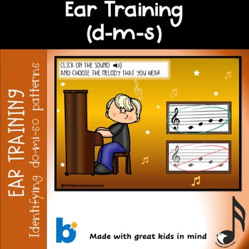 Preview of Music New Year Ear training Do-Mi-So Melodies Digital  Task Cards in Boom Cards™