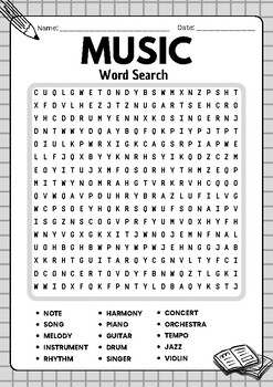 Music No Prep Word Search Puzzle Worksheet Activity | TPT