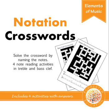 Music Notation Crosswords Treble and Bass Clef by Forrester Education