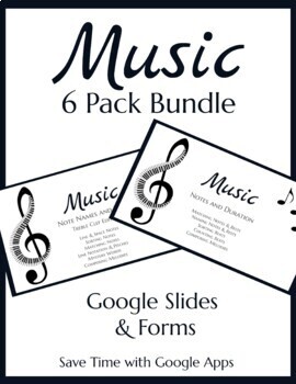 Preview of Music - Notation, Pitch & Duration - Google Slides & Forms 6 Pack Bundle