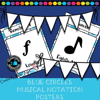 Preview of Music Notation Posters- Blue Circle Design