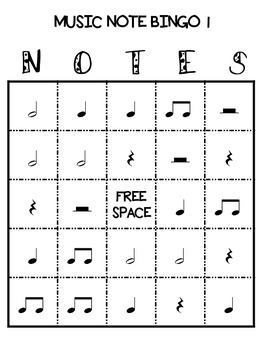 Music note bingo card