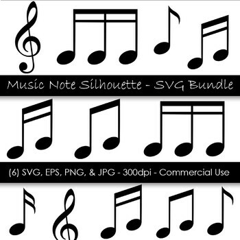 Preview of Music Note Clip Art Silhouettes