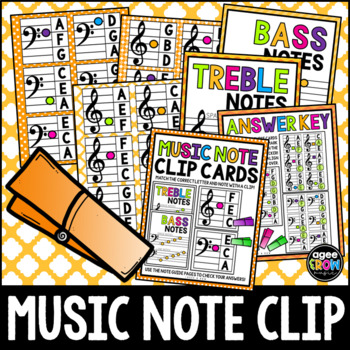 Music Note Clip Cards! Fall Thanksgiving Activities, Treble, Bass Clef ...