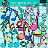 Music Note Clipart: 42 Colorful Single Rhythm, Notation, &