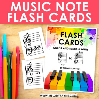 Music Note Flash Cards: Grand Staff Treble & Bass Notes | TpT