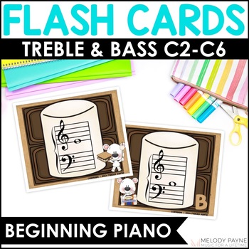 Preview of Treble and Bass Clef Music Note Flash Cards for Elementary Students