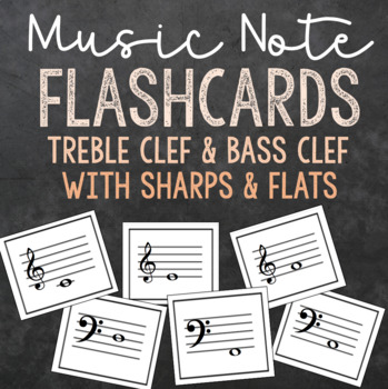Preview of Music Note Flashcards with Sharps and Flats