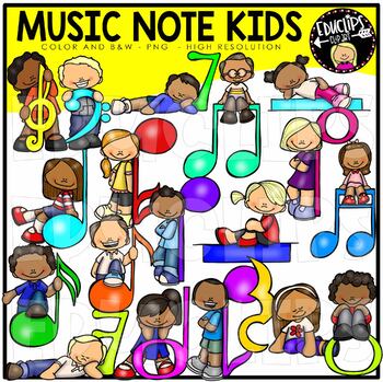 Preview of Music Note Kids Clip Art Bundle {Educlips Clipart}