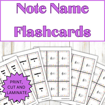 Preview of Music Note Name Flashcards - English and American Terms