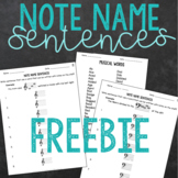 Music Note Name Sentences FREEBIE