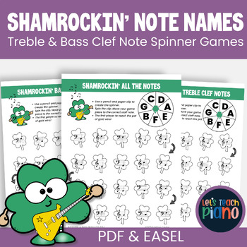 Preview of Music Note Names Review St Patrick’s Day Spinner Game