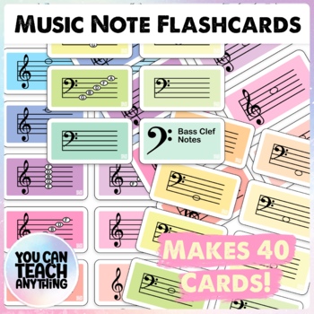 Preview of Note Naming Flashcards for Music Lessons Music Note Flash Cards