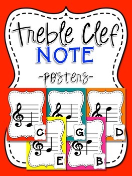 Preview of Music Note Posters - Treble Clef - Boomwhacker Colors