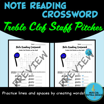 Preview of Music Note Reading Crossword - Treble Clef Pitches on the Staff
