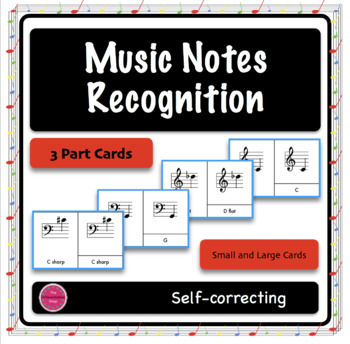 Preview of Music Note Recognition 3 Part Cards