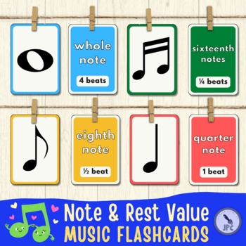 Preview of Music Note & Rest Value Flashcards | American & British Names | Classroom Games