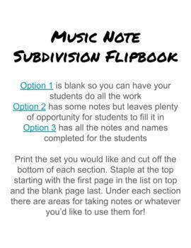 Preview of Music Note Subdivision Flipbook