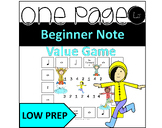 Music Note Values Activity:  Rhythm game and activity, beg