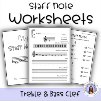 Preview of Note of the Day Music Theory Worksheets - Grand Staff Theory Pages