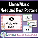 Music Note and Rest Posters Watercolor Llama Theme