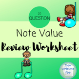 Music Note and Rest Value Review Worksheet for Music Classroom