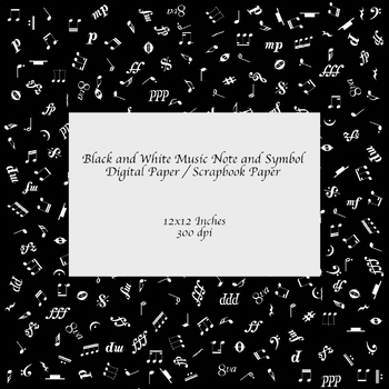 Preview of Music Note and Symbol Digital Background / Scrapbook Paper