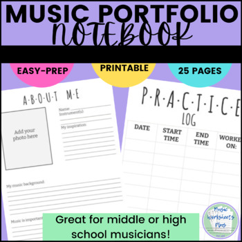 Preview of Music Notebook Portfolio Printable for Musicians - Music Classroom Resources