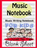 Music Notebook Wide Staff: Music Writing Notebook For Kids