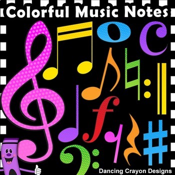 Music Note Clip Art | Music Symbols by Dancing Crayon Designs | TpT