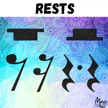 Preview of Rests Music Note Clipart Images for Music Theory Commercial OK Set of 6