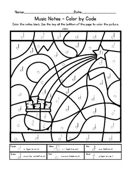 Preview of Music Notes Color By Code St. Patrick's Day Rainbow Gold Coloring Worksheet