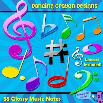 Preview of Music Notes Clip Art | Glossy