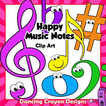 Preview of Happy Music Note Clip Art | Emoji Smilies