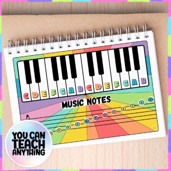 Preview of Music Notes Rainbow Theme Classroom Decor Poster Printable PDF