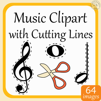 Preview of Music Notes & Symbols Clipart with Cutting lines