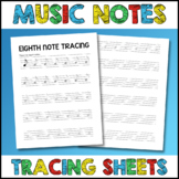 Music Notes Tracing Worksheets - Bass and Treble Clef - Mu