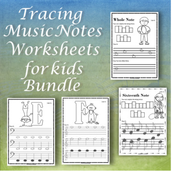 Preview of Music Notes Tracing Worksheets for kids | Bundle