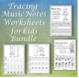 Music Notes Tracing Worksheets for kids | Bundle