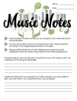 Preview of Music Notes Worksheet