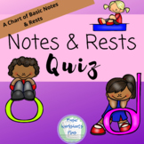 Music Notes and Rests Chart Quiz or Review Worksheet for M