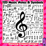 Music Notes and Symbols Clip Art | Black and White Musical